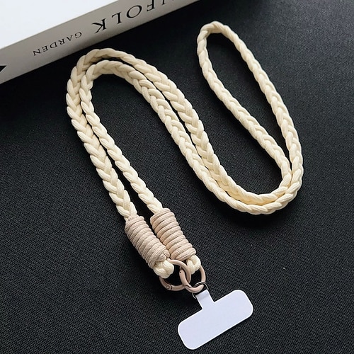 Modisches, farbiges, dreisträngiges, geflochtenes Seil für Mädchen, diagonales Kreuzgurtseil, verlustsicher und robuster Hängegurt, Schlüsselanhänger, Handy, einfarbiges Hängeseil Image