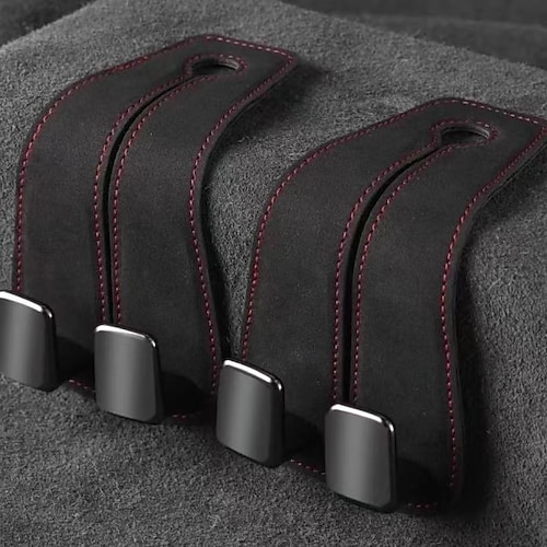 2 Stück Autositzlehnen-Doppelhaken – Wildleder Rücksitz-Organizer aus Metall, Auto-Aufbewahrungsbügel, Innenausstattung Image