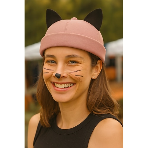 Damen-Halloween-Katzenohrenhut – süße Cosplay-Kostümkappe mit verstellbarem Riemen, weiches Katzenohren-Design aus Stoff für Partys, Festivals und Verkleidungen Image