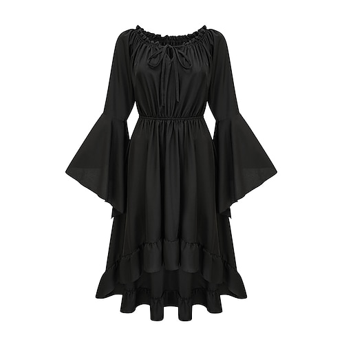 Mittelalterlich Knöchellänge Kleid Wikinger Outlander Elfen Kostüm Damen Halloween Karneval Maskerade Party Abend LARP Renaissance-Messe Erwachsene Kleid Ganzjahres Image