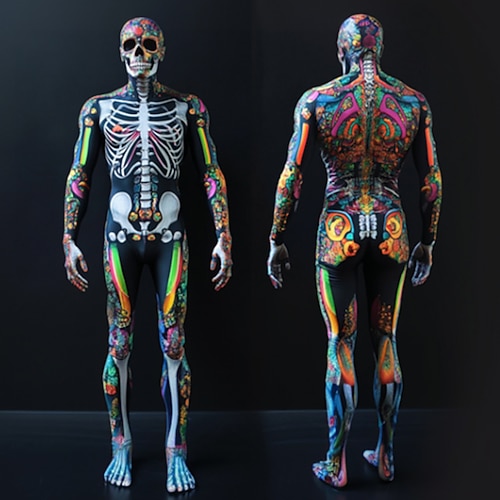 Gemusterte Zentai-Anzüge Cosplay Kostüm Maske Drucken Karnevalskostüm Ganzkörperanzug Herren Damen Jungen Sexy Kostüm Halloween Kostüm für Leistung Party Maskerade Kinder Erwachsene Image