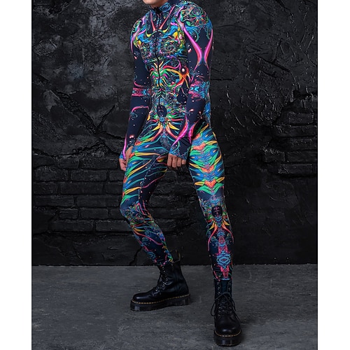 Gemusterte Zentai-Anzüge Cosplay Kostüm Bodysuit Drucken Karnevalskostüm Ganzkörperanzug Herren Damen Jungen Sexy Kostüm Halloween Kostüm für Leistung Party Maskerade Kinder Erwachsene Image