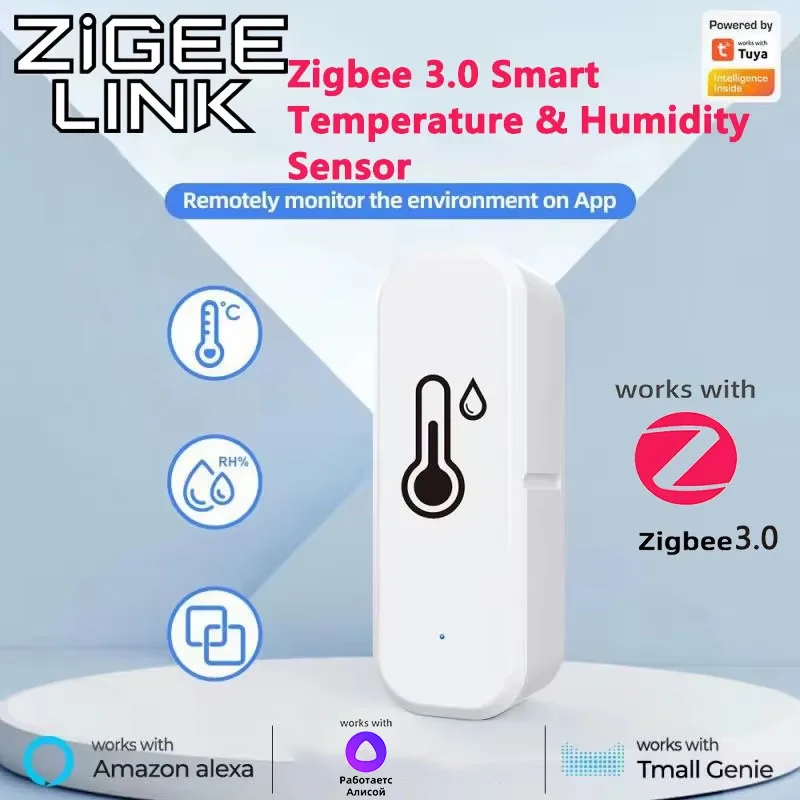 Tuya Zigbee 3,0 Smart Temperatur Feuchtigkeit Sensor APP Remote Monitor Sprachsteuerung SmartLife APP für Alexa Yandex Alice Image