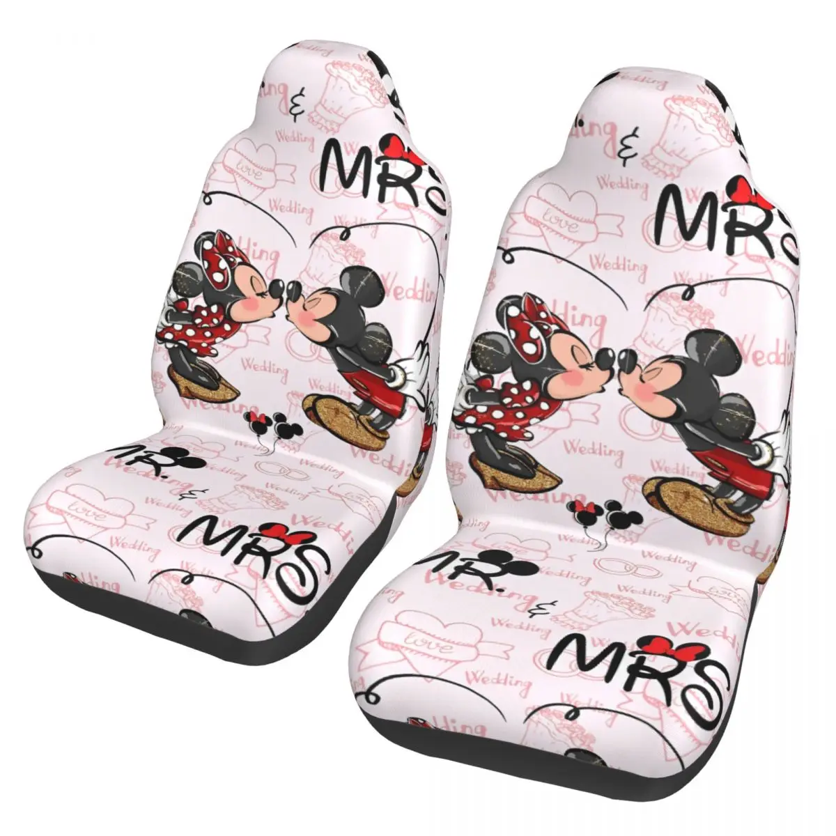 Mickey Minnie Autositzbezüge, Vordersitze, 2-teilig, Innenschutz für Autos, Autos, kompatibel mit LKWs, Transporter, SUVs, Limousinen Image