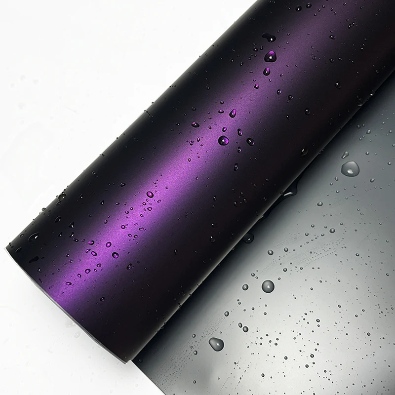 PET Ultra Matte Ghost Schwarz Lila Metallic Auto Vinyl Wrap Film mit Air Release Selbstklebende DIY Motorrad Aufkleber Aufkleber Image