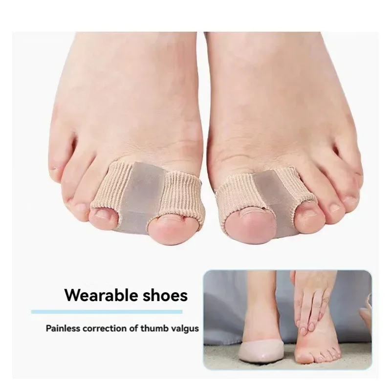 2-teiliger Zehentrenner aus Faser, Doppelloch-Gelblock, Big-Toe-Trenner, Silikon, Herren- und Damenfaser, Doppelloch-Set, Zehenorthesen Image