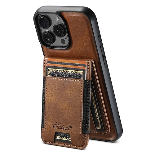 Handy Hülle Handyhüllen Für iPhone 17 Pro Max 17 Air 16 Pro Max Plus 16 15 14 Pro Max Plus 16e 13 Pro Max Rückseite Magnetisch Unterstützt kabelloses Laden Ständer Retro TPU PU-Leder Image