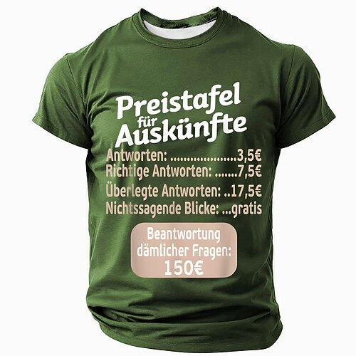 Sarkastisches T-Shirt für Männer - 'Preisliste für dumme Fragen' Bürohumor Grafik-T-Shirt Kurzarm Image