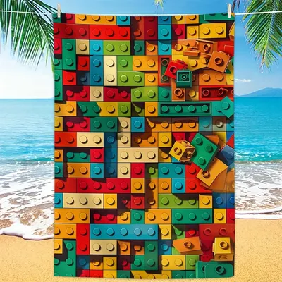 Colorful LEGO-Patterned Beach Towel for Fun in the Sun Suitable for towels, bath towels, beach towels