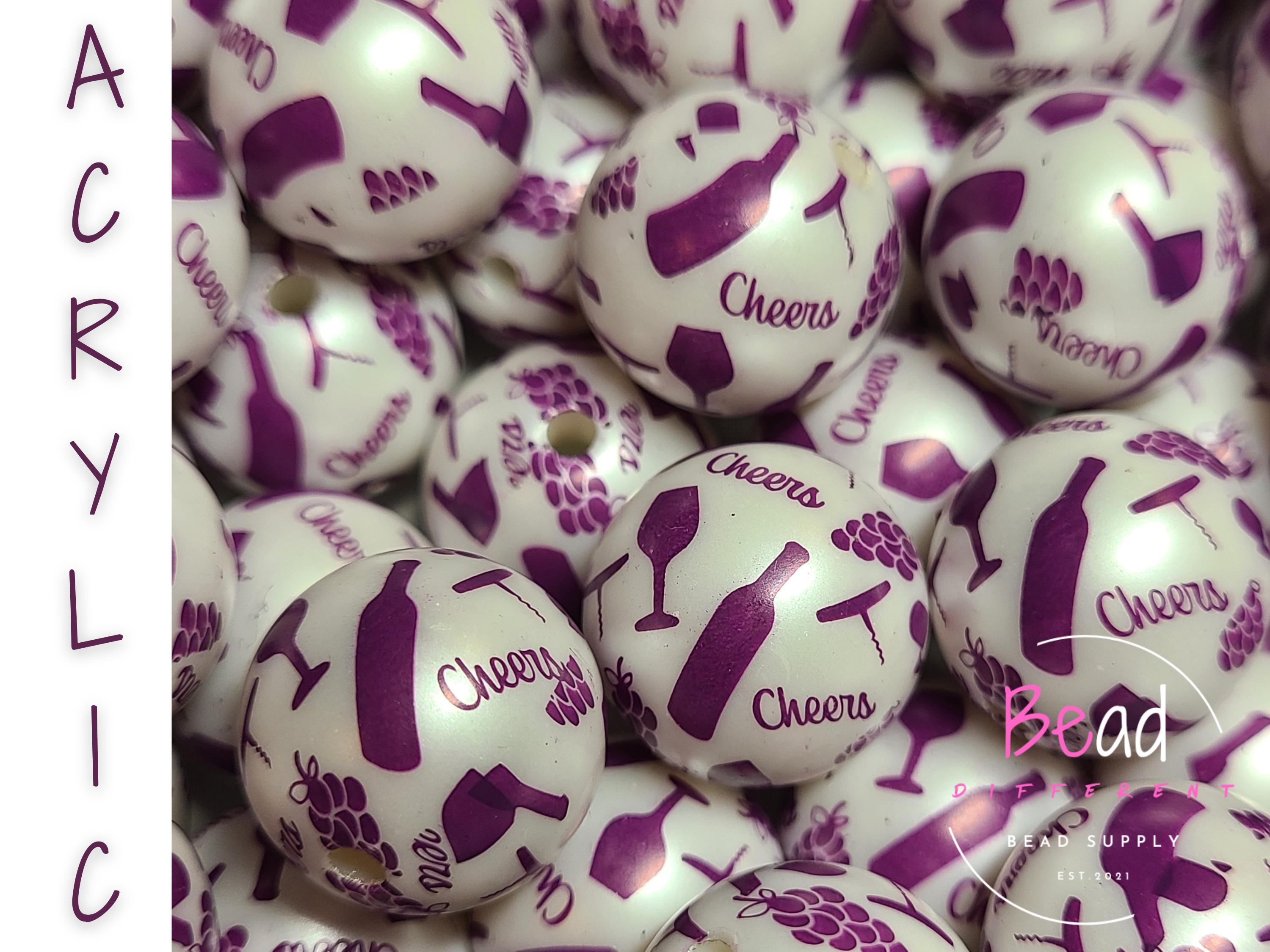 Perline Bubblegum da 20 mm, Perline color vino, Perline grosse, Perline acriliche, Perline viola, Perline per insegnanti, Perline Cheers, Perline per