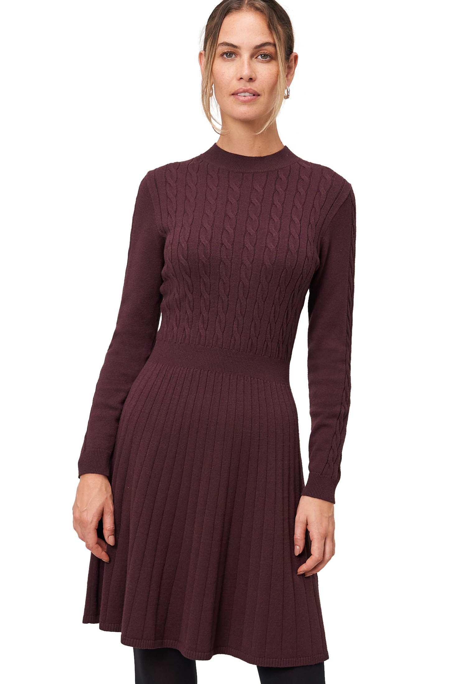 Strickkleid ZERO "Damen Strickkleid mit Zopfmuster", Damen, Gr. 44, Normalgrößen, palazzo, Strick, Obermaterial: 50% Viskose, 28% Polyester, 22% Polyamid. Ärmelfutter: ohne Futter., Strukturmuster, figurbetont lang, eng, Kleider, strukturiert Image