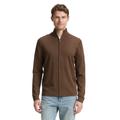 Strickjacke TOM TAILOR, Herren, Gr. XL, grau (schwarz taupe melange), Strick, Obermaterial: 100% Baumwolle, meliert, casual, regular fit taillenbedeckt, ohne Ausschnitt, Langarm Rippbündchen, Strickjacken, mit Logo Stickerei