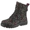 Schnürboots RICOSTA "Anni WMS: normal", Kinder, Gr. 33, schwarz (schwarz multi), Veloursleder, Glitzer, casual, Schuhe, Glitzerschuh mit TEX-Ausstattung, Größenschablone zum Download