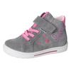 Sneaker RICOSTA "Mala WMS: normal", Kinder, Gr. 28, grau (grau, rosa), Veloursleder, kontrastfarbene Details, modisch, Schuhe, Klettschuh mit Sympatex, Größenschablone zum Download