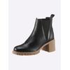 Stiefelette HEINE, Damen, Gr. 39, gelb (schwarz, camel), Leder, Glattleder, Rindsleder, modisch, Schuhe