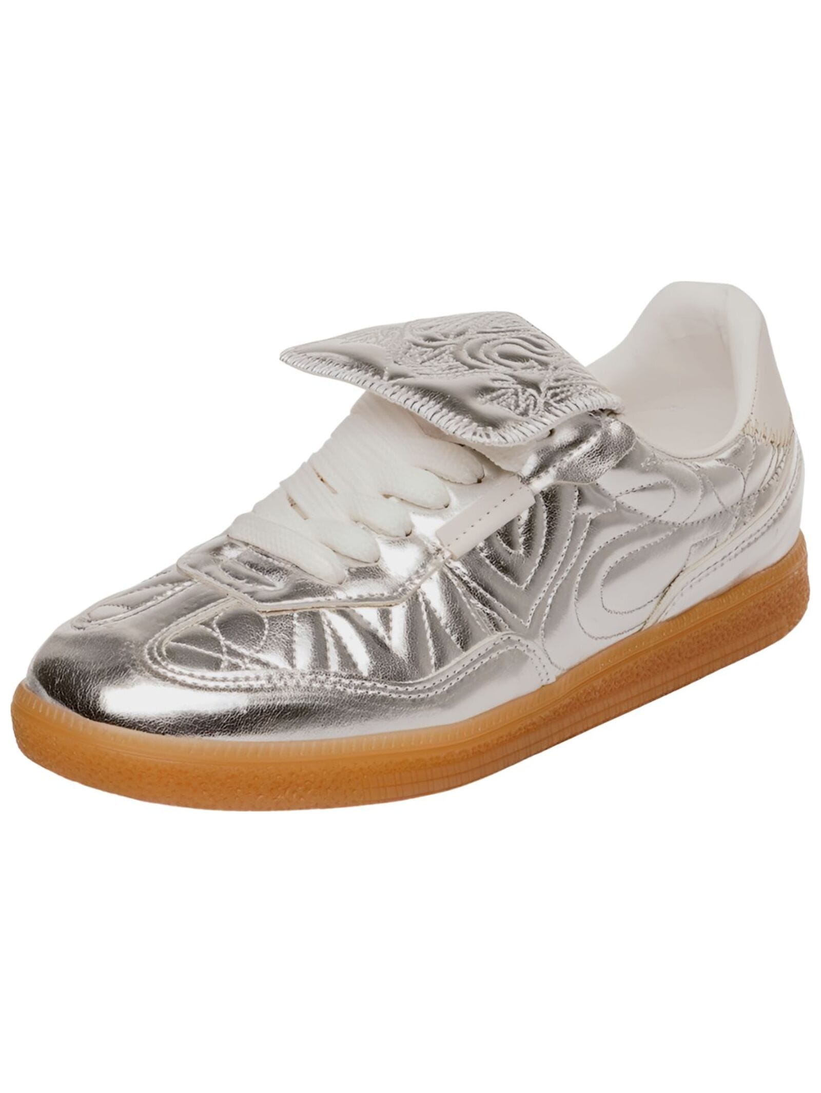 Sneaker STEVE MADDEN "STEVE MADDEN Sneaker Lederimitat", Damen, Gr. 37, silber, Lederimitat, Schuhe Sneaker