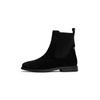Chelseaboots TOMMY HILFIGER "FLAG SUEDE CHELSEA BOOT", Damen, Gr. 36, schwarz, Veloursleder, Elastischer Einsatz, klassisch, Schuhe, Stiefelette, Businessschuh mit Hardcover-Flagge an der Ferse