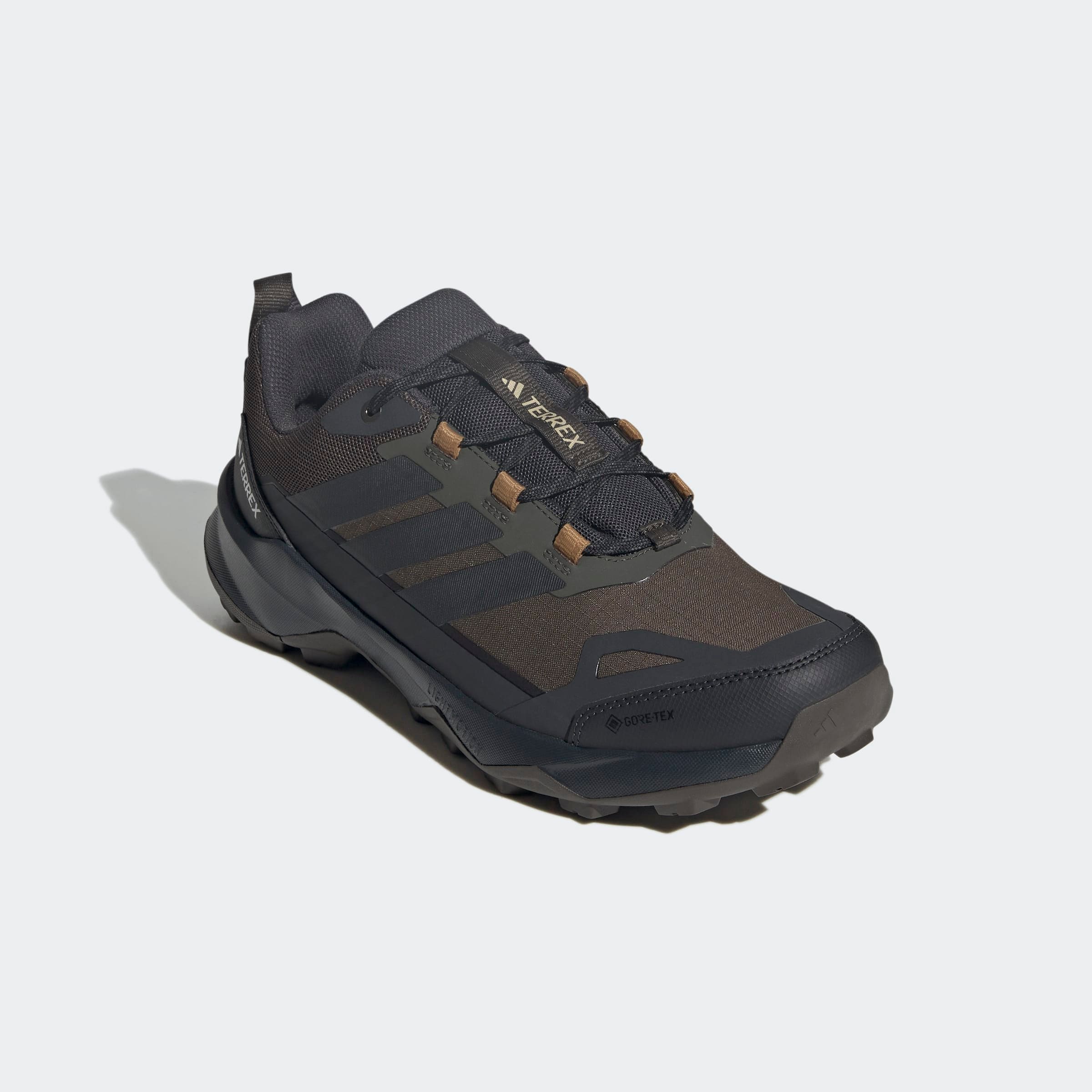 Wanderschuh ADIDAS TERREX "TERREX SKYCHASER AX5 GORE-TEX", Herren, Gr. 47, grün (shadow olive, carbon, bronze strata), Synthetik, Textil, Schuhe Wanderschuh, wasserdicht, Topseller
