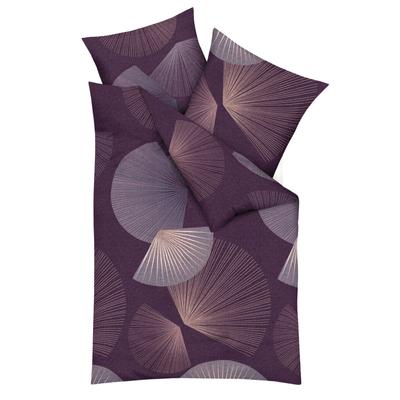Bettwäsche KAEPPEL "Koya", lila (aubergine), B/L: 135cm x 200cm, , Mako-Satin, B/L: 80cm x 80cm, Mako-Satin, Obermaterial: 100% Baumwolle, Bettwäsche, Hergestellt aus GOTS-zertifizierter Bio-Baumwolle Image