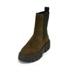 Chelseaboots MARC O'POLO "mit leichter Plateausohle", Damen, Gr. 43, schwarz mossy olive, Obermaterial: 100% Leder (Rind), unifarben, Schuhe
