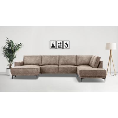 Wohnlandschaft PLACES OF STYLE "XXL Sofa Oland, Struktur, Flachgewebe, Luxus-Microfaser, Boucle", grau (taupe), B:345cm H:85cm T:210cm, 100% Polyester, Sofas, XXL, im zeitlosem Design und hochwertiger Verabeitung Image