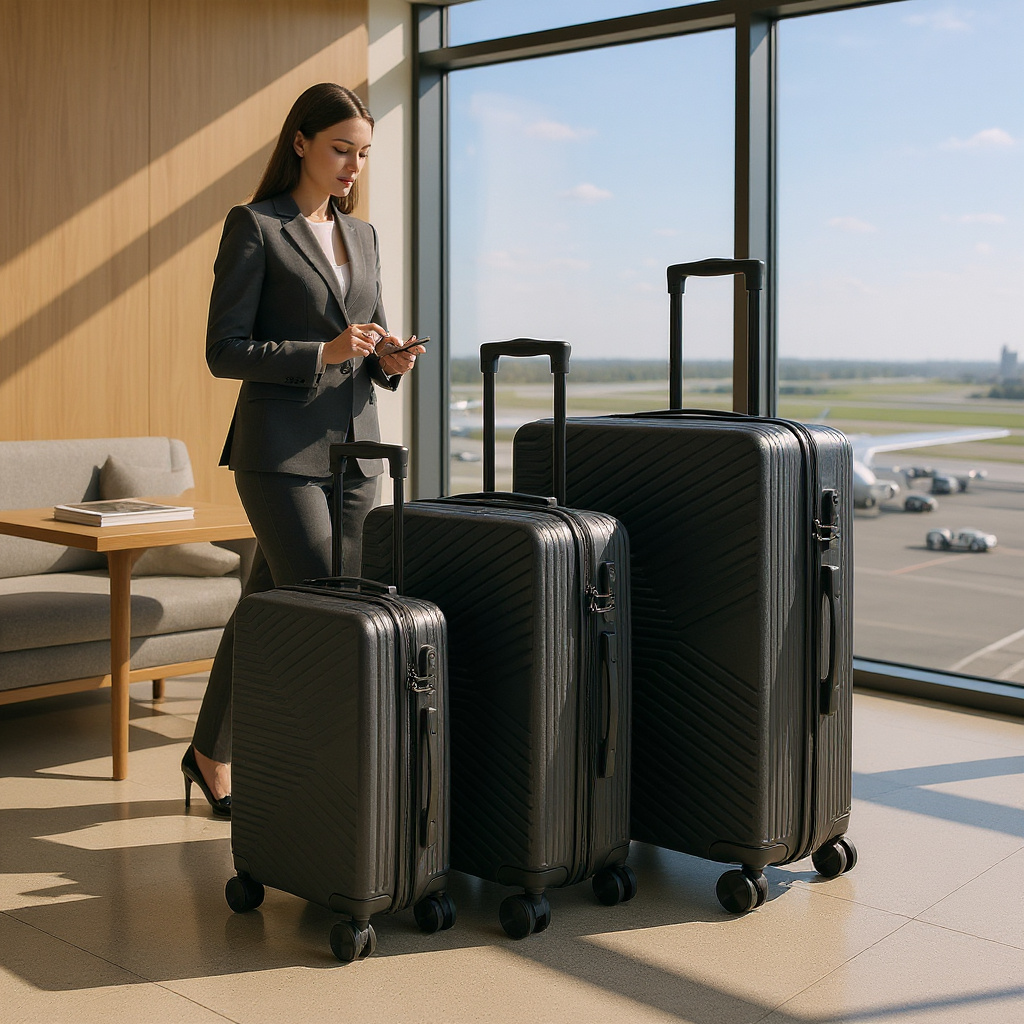 Hartschalenkoffer Schwarz Robuster 8-Rad-Handgepäckkoffer Image