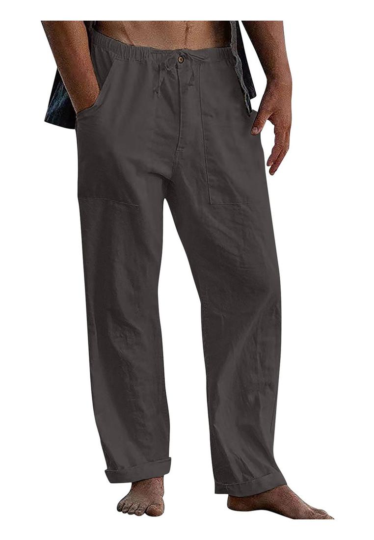 Loose Fit Plus Size Hose mit Flachs-Baumwoll-Mischung
