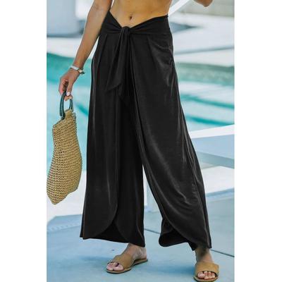 Entspannte Hose mit geknoteter Taille und geteiltem Bein Image