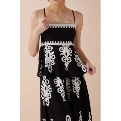 Bedrucktes Camisole-Set mit quadratischem Ausschnitt und Hose mit weitem Bein Zweiteiliges Set Image