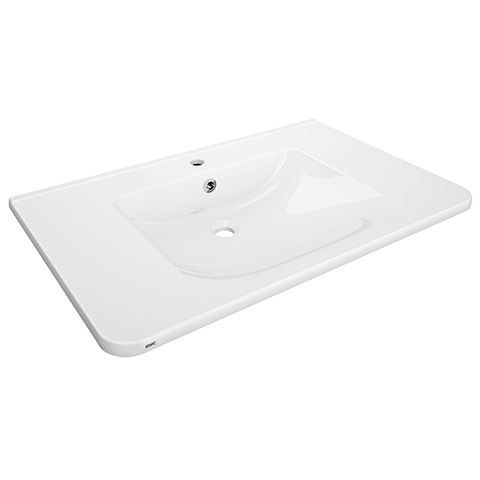 KWC Aquarotter Einzelwaschtisch, MEDCARE, MIRANIT, 850x150x550 mm, weiß, Hahnloch, Überlauf, 2030072 2030072438