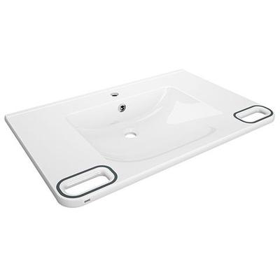 KWC Aquarotter Einzelwaschtisch, MEDCARE, MIRANIT, 850x150x550 mm, weiß/grau, Hl., Ül., Gr., 2030070 2030070523 Image