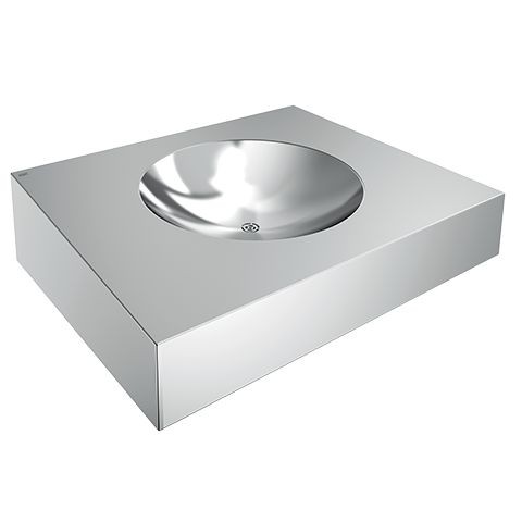 KWC Aquarotter Einzelwaschtisch, ANIMA, Edelstahl, 600x160x500 mm, ohne Hahnloch, 2000100022 2000100022