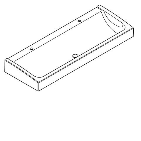 KWC Aquarotter Waschrinne, FUTURA exklusiv, MIRANIT, 1600x170x570 mm, 2 Hl., Ablaufventil, 203006626 2030066266 Image