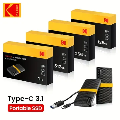 KODAK Tragbare SSD Mini Externe Laufwerk USB3.1 1 TB 512 GB 256 GB Externe Festplatte für Laptops Telefon MAC Desktop PlayStation Xbox