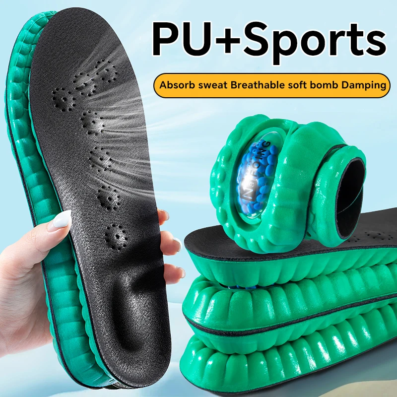 1 paar Air Kissen Latex Sport Einlegesohlen Rindsleder Einlegesohlen Arch Support Einlegesohlen Schock Absorbieren Einlegesohlen Image