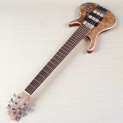 Aktive E-Bass-Gitarre Tree Burl Top Neck Through 43 Zoll 6 String 7 String Matte Hochwertiger Bass