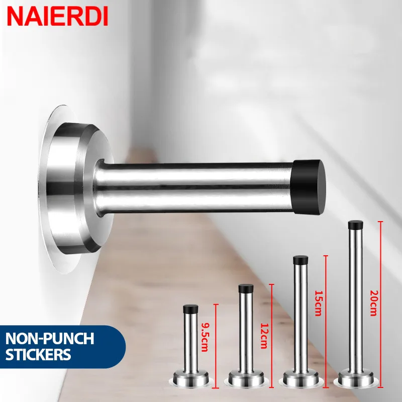 NAIERDI Gummi Edelstahl Tür Stopper Bad Tür Stop Heavy Duty Wand Montieren Stoßstange Nicht-magnetische Tür Halter Tür fangen