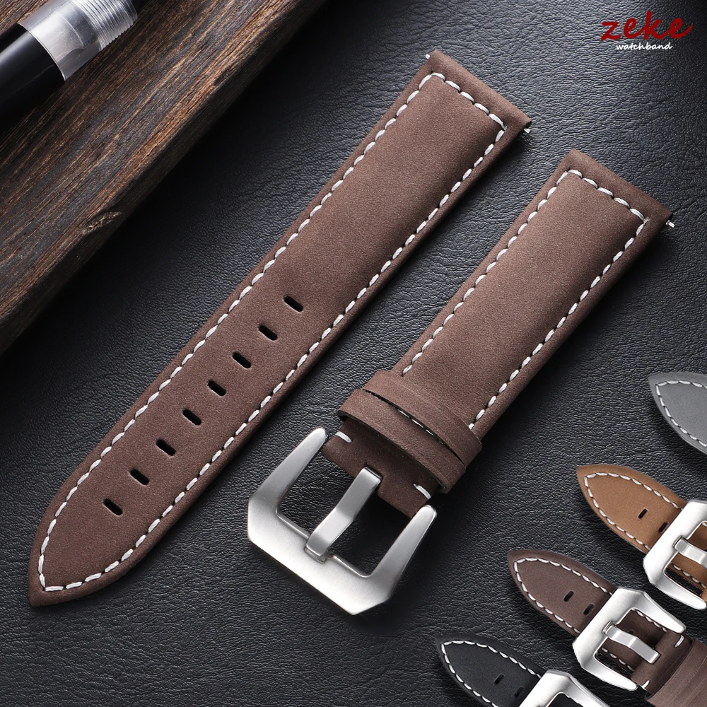 Echtes Kalbsleder-Armband für Panerai Business-Uhrenarmband, Schnellverschluss-Armband, 20 mm, 22 mm, 24 mm Nähte, braune Riemen Image