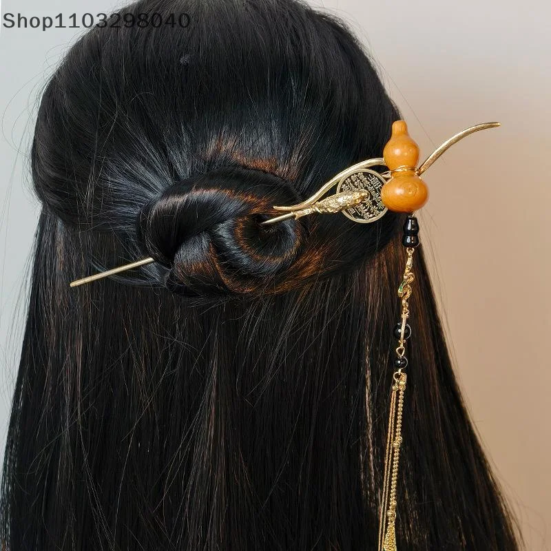 Eleganter Kürbis-Quasten-Haarstab im chinesischen Stil für Frauen, dekorative Metall-Haarnadel für Hanfu, Haarschmuck im antiken Stil Image