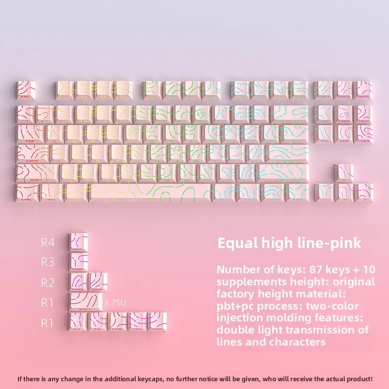 2025 Super New Pink 4.0 Contour Cracked Character beleuchtete 97-Tasten-Tastenkappen in Originalhöhe für mechanische MX Gamer-Tastatur Image