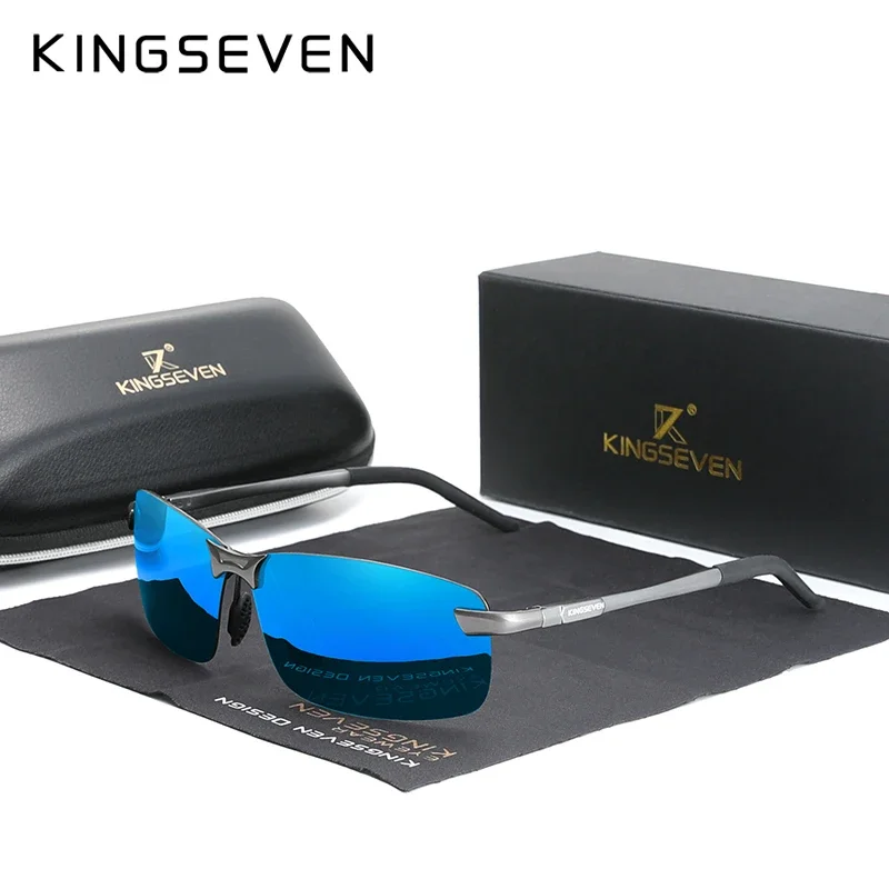 KINGSEVEN Mode Upgrade Mode männer Aluminium Sonnenbrille Polarisierte Randlose Einfache Design Fahren Sonnenbrille Männer UV400 Image