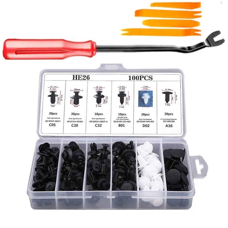100 stücke Auto Auto Fastener Clip Mixed Auto Körper Push Retainer Pin Niet Stoßstange Schraube Reparatur Kotflügel Push Retainer Image