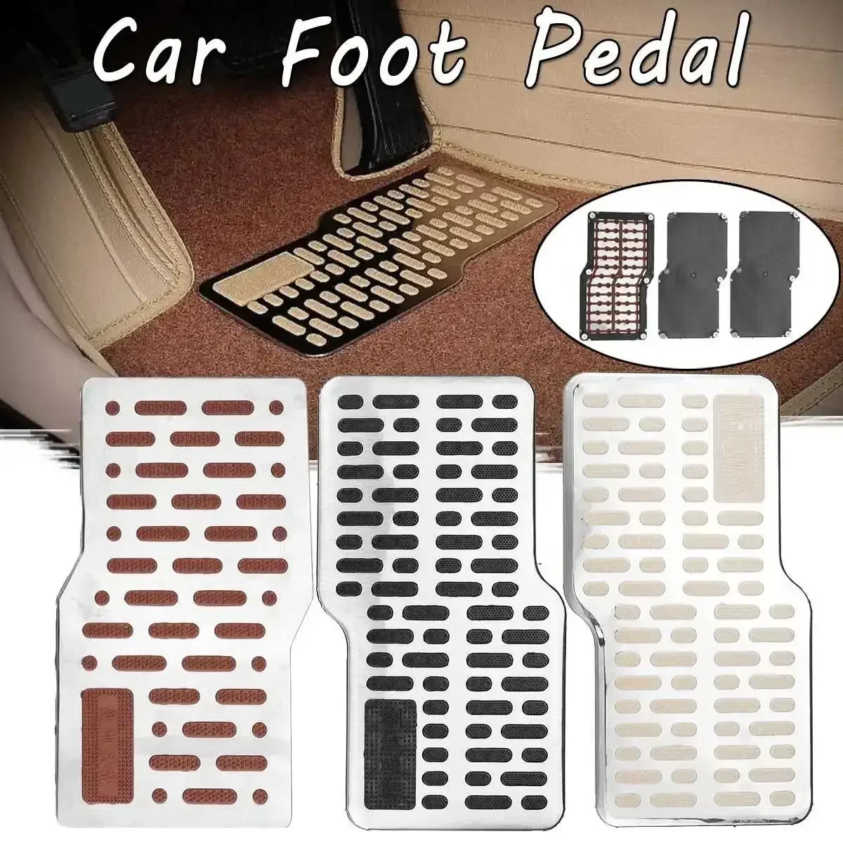 Tappetini per tappeti da pavimento con piastra per pedale per poggiapiedi automatico Tappetino antiscivolo in acciaio inossidabile per camion Suv Nero Beige Marrone Accessori per auto