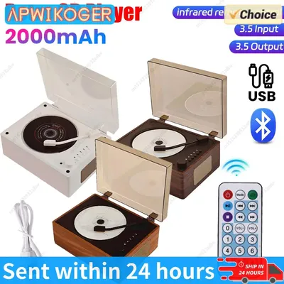 Home Music Player Rechargeable Support CD BT USB 3.5mm AUX CD Music Player Bluetooth-Compatible 5.0 Wireless Speaker Home Decor