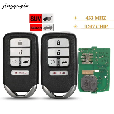 jingyuqin 5 Buttons Smart Remote Car Key Fob 433Mhz ID47 Chip For Honda Civic CR-V Pilot 2016 2017 2018