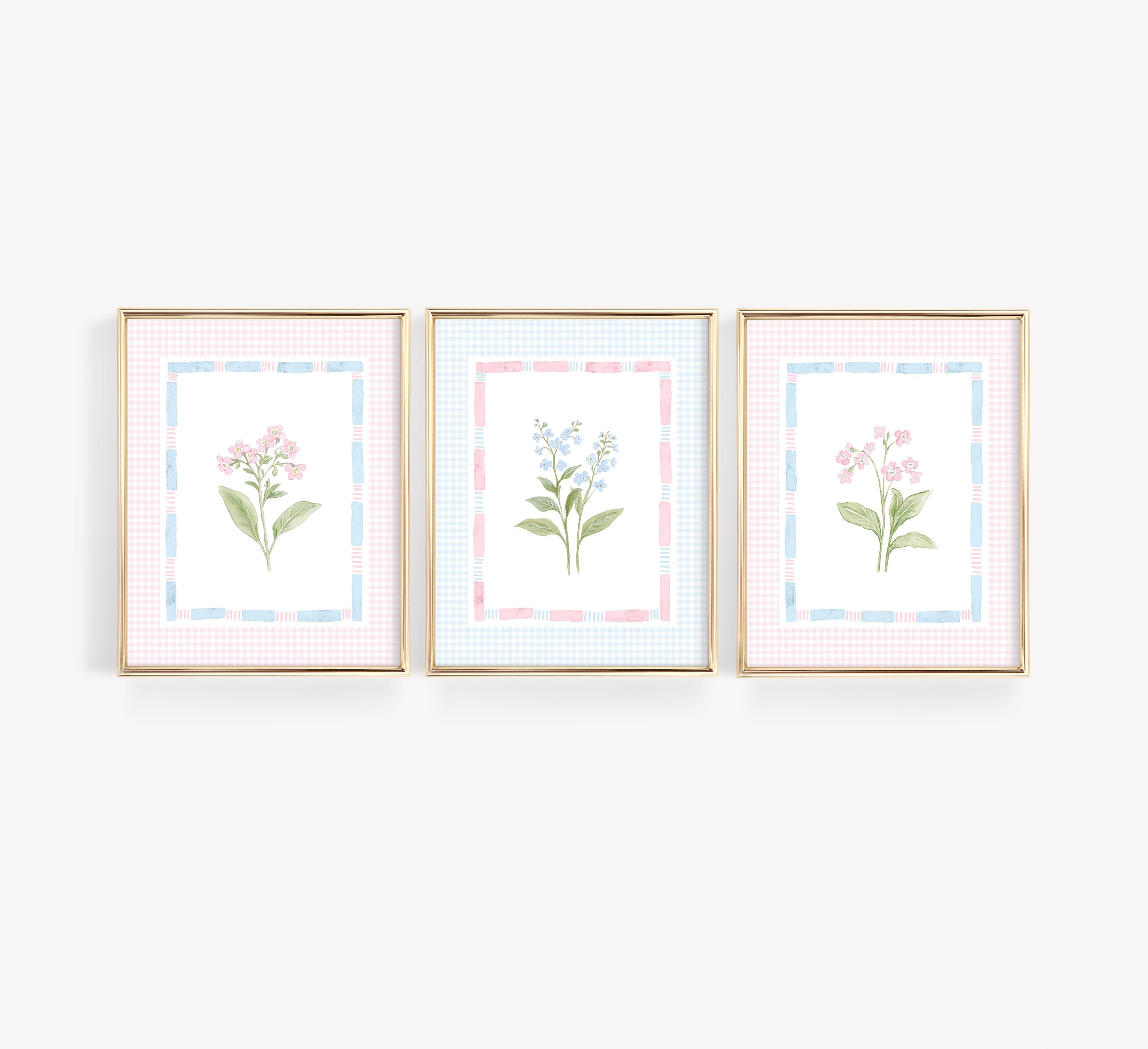Set di 3 stampe floreali ad acquerello, decorazioni murali con fiori pastello, stampe per cameretta con fiori di campo, decorazioni per cameretta per