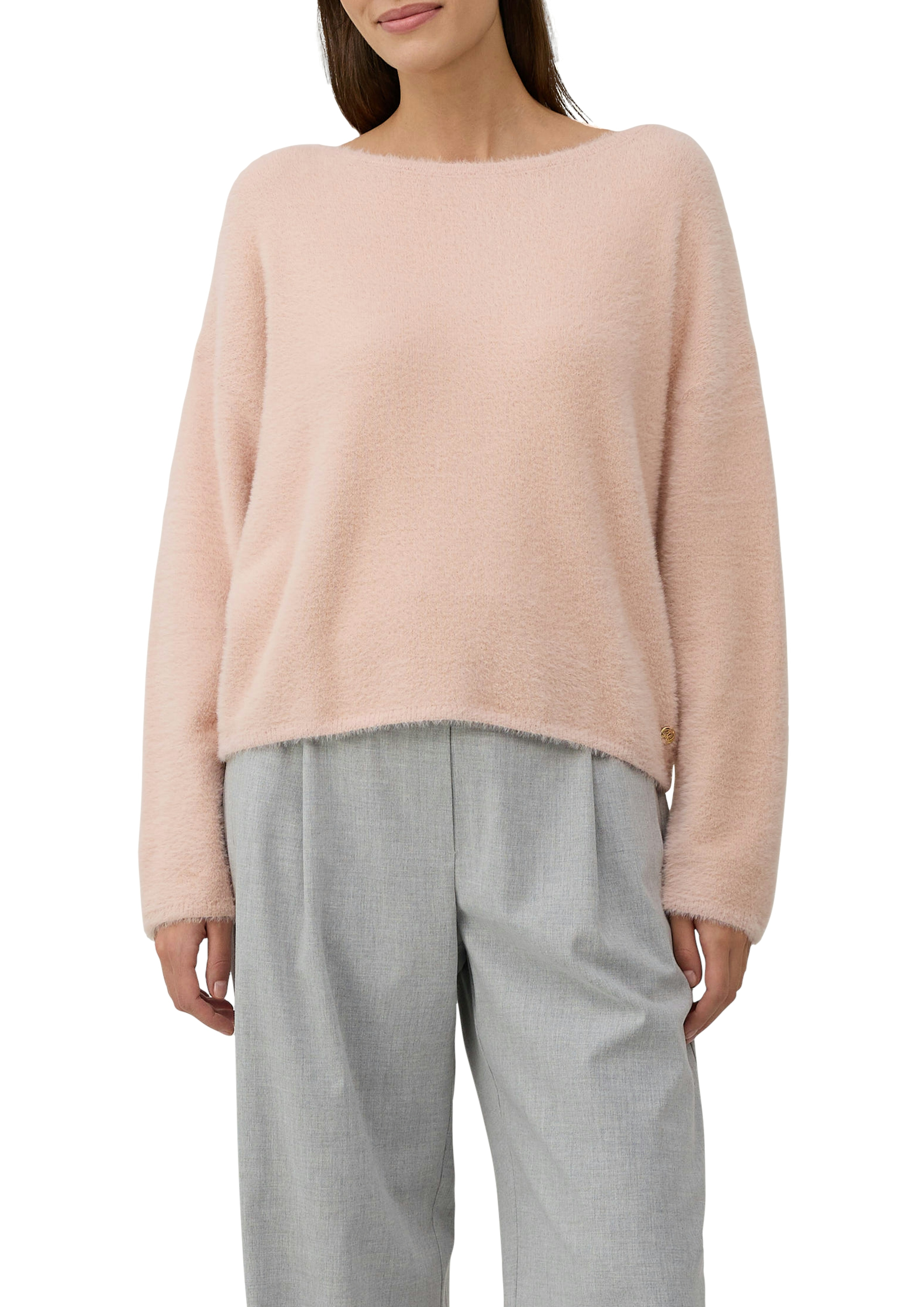 Strickpullover S.OLIVER BLACK LABEL, Damen, Gr. 42, rosa (rose), Strick, Obermaterial: 74% Polyamid, 16% Viskose, 10% Polyester, unifarben, Casual, regular fit taillenbedeckt, U-Boot-Ausschnitt, gerader Abschluss, Pullover, mit U-Boot Ausschnitt