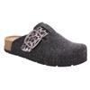 Pantoffel ROHDE "SOAVE", Damen, Gr. 41, grau (anthrazit), Filz, animal-print, modisch, Schuhe, Hausschuh, Schlappen, Clog, Homeslipper mit Plateausohle