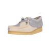 Schnürschuh CLARKS "Wallabee", Damen, Gr. 40, blau (hellblau), Leder, casual, Schuhe, im kultigen Wildlederdesign mit texturiertem Touch
