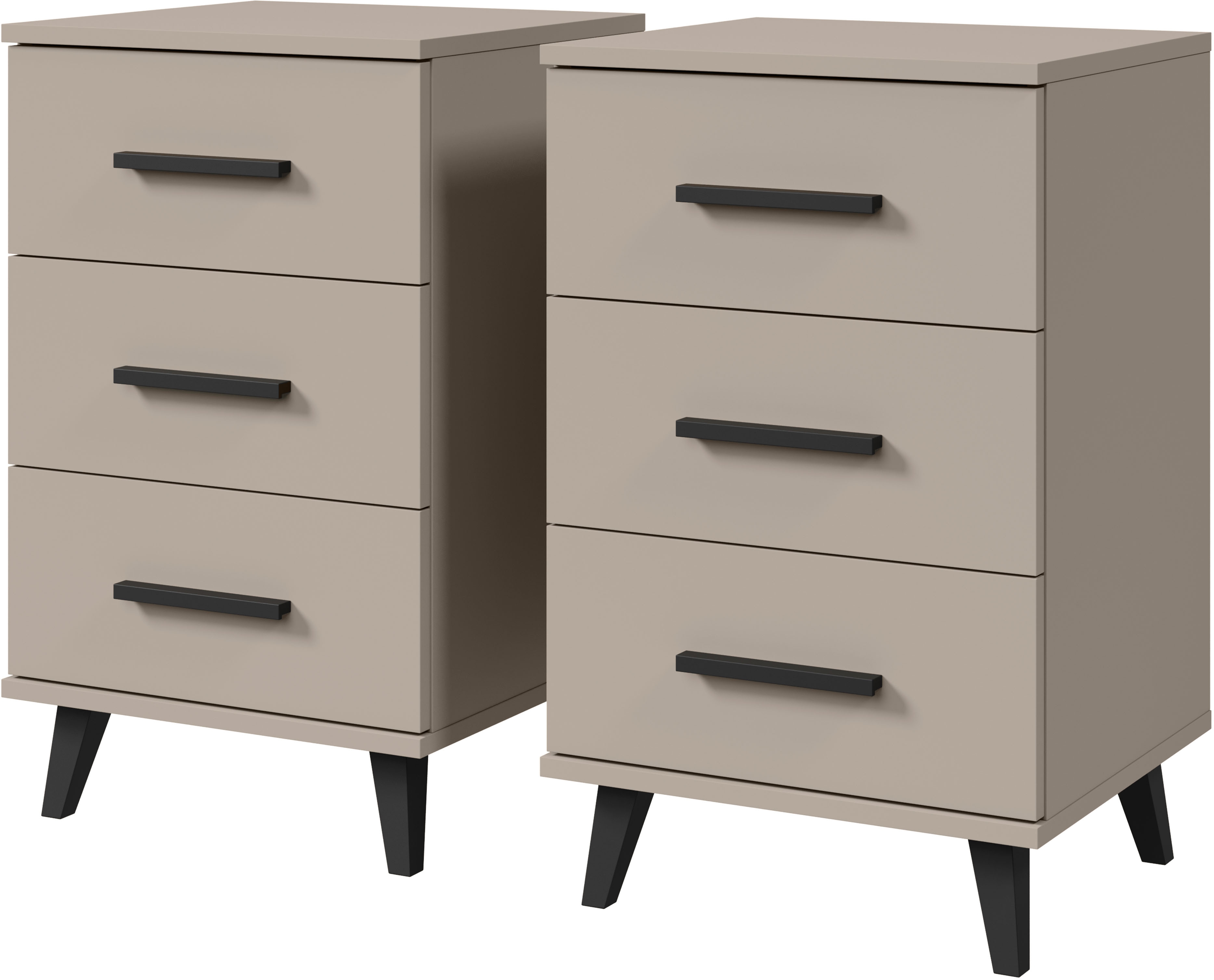 Nachtkommode INOSIGN "Lagos, 2 Nachtschränke, 3 Schubladen, schwarze Griffe & Füße", congo, B:40cm H:65cm T:35cm, FSC-zertifizierter Holzwerkstoff, Sideboards, modernes Design, B/T/H je 40/35/65 cm, pflegeleichte Oberfläche